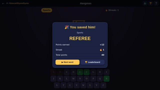 Hangman word solved