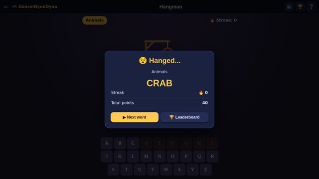 Hangman category and keyboard