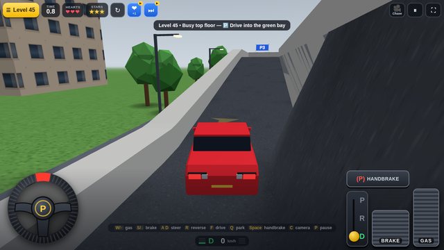 Car Parking 3D: multi-storey car park ramp from the bird's-eye camera