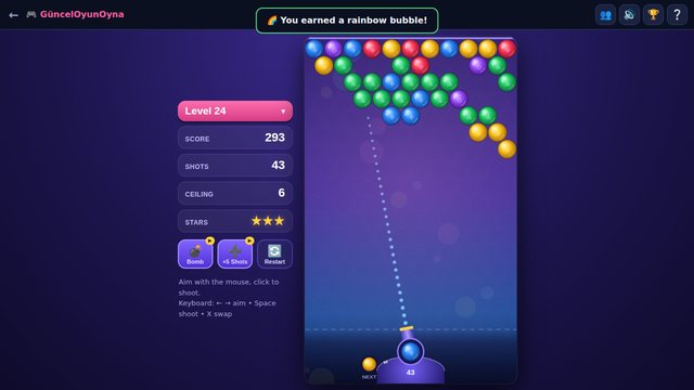 Bubble Pop colourful bubble grid and aiming line