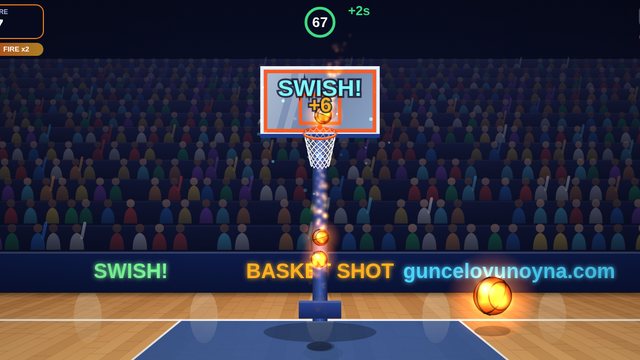 Basket Shot swish and fire ball in the arena
