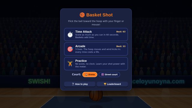 Basket Shot mode selection screen