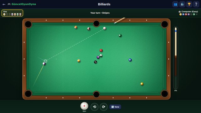 Billiards aiming with the guide line
