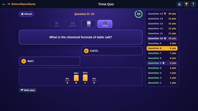 Trivia Quiz Ask the Audience lifeline