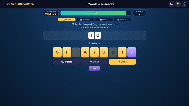 Words & Numbers final score