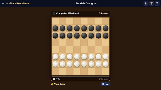 Turkish draughts starting board