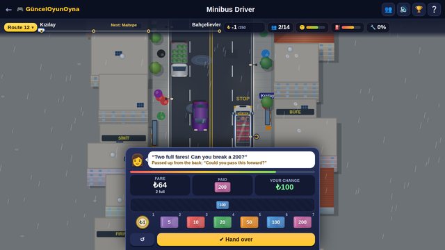Minibus Driver giving change to a passenger