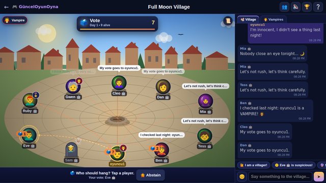 Full Moon Village vote with a live vote count
