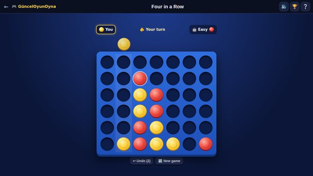 Four in a Row mid-game