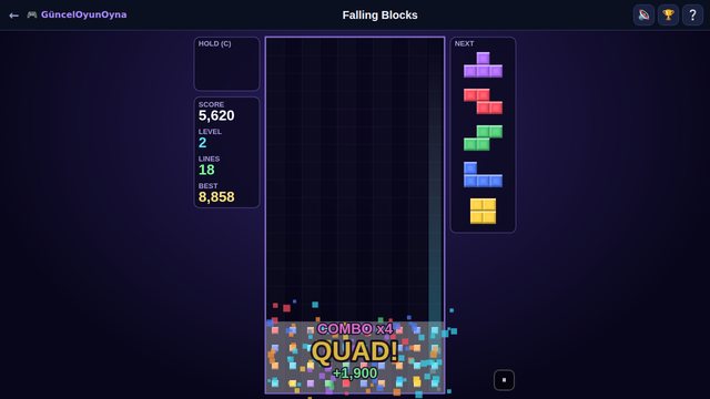 Falling Blocks clearing four lines