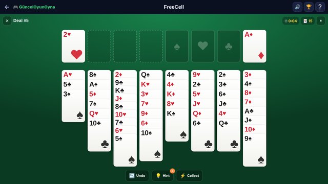 FreeCell table with free cells and foundations