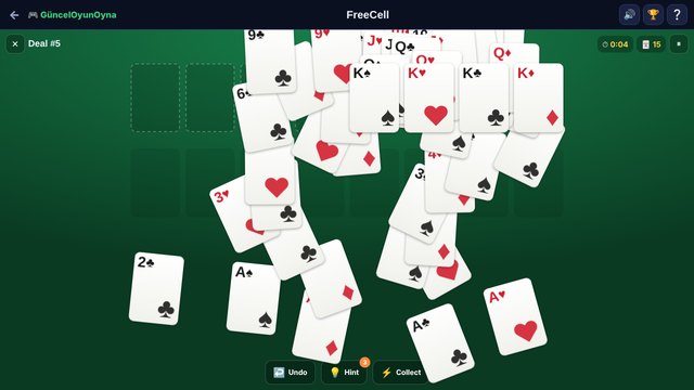 FreeCell winning card cascade