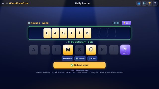Daily Puzzle word round: find the longest word