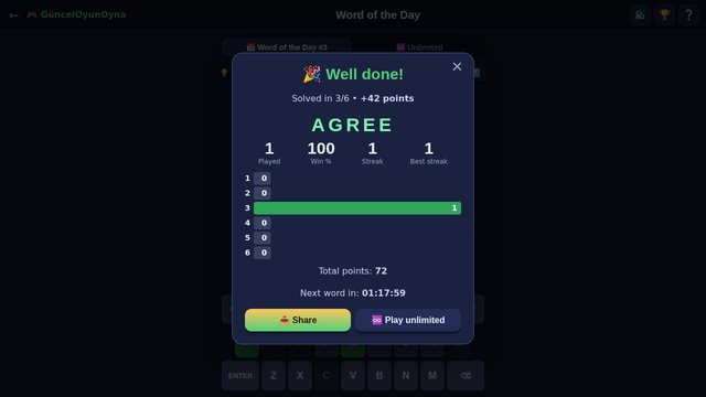 Word of the Day solved puzzle