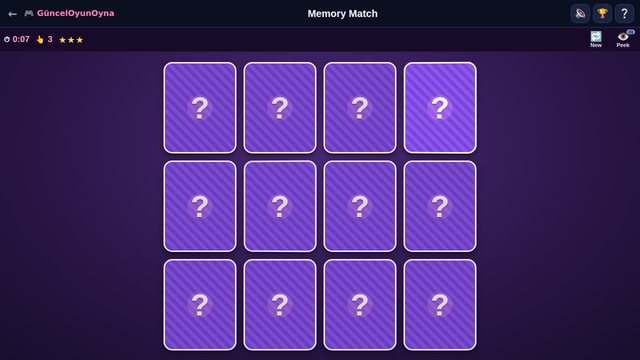 Memory Match end of game stars