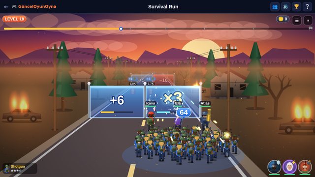 Survival Run squad running towards blue and red gates