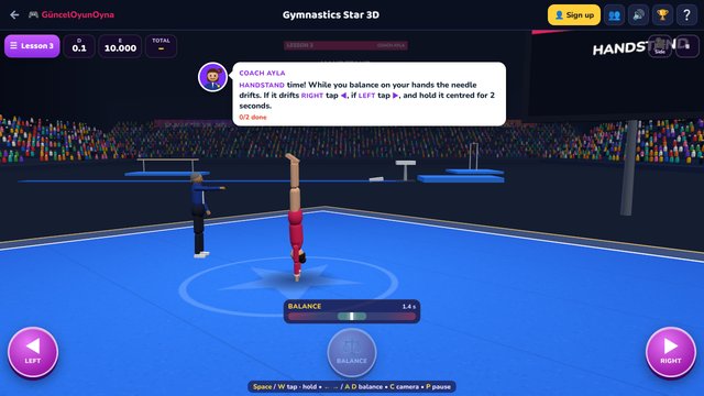 Gymnastics Star 3D: handstand lesson with Coach Ayla at Gymnastics School