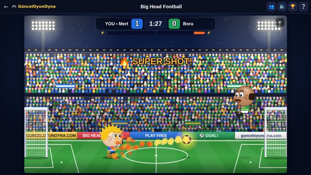 Big Head Football fiery super shot