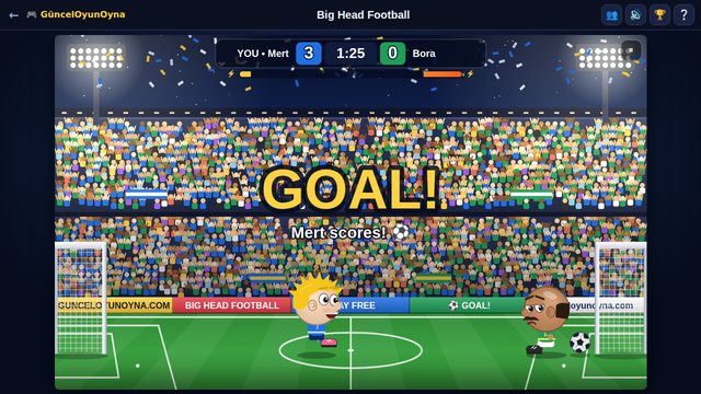 Big Head Football goal celebration and rippling net