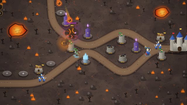 Castle Defense boss battle against the giant lava golem on the volcano