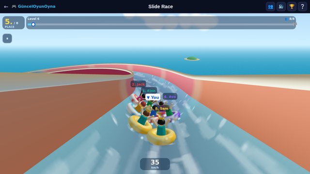 Slide Race speeding down a twisting water slide