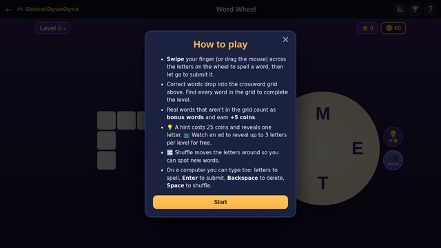 Word Wheel letter wheel and crossword grid