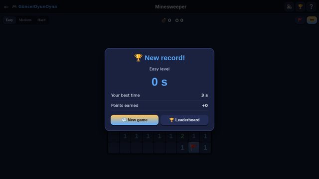 Minesweeper win screen