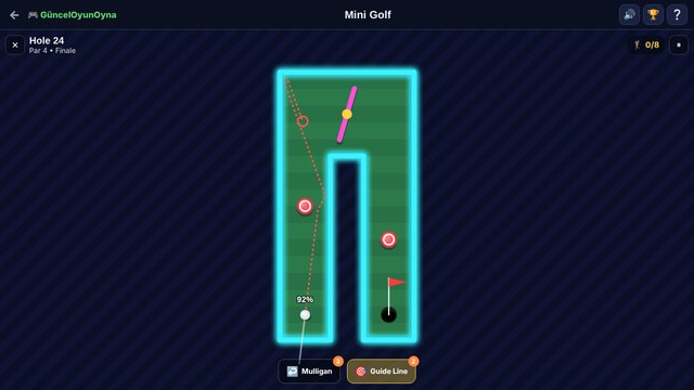 Mini Golf night final hole with guide line