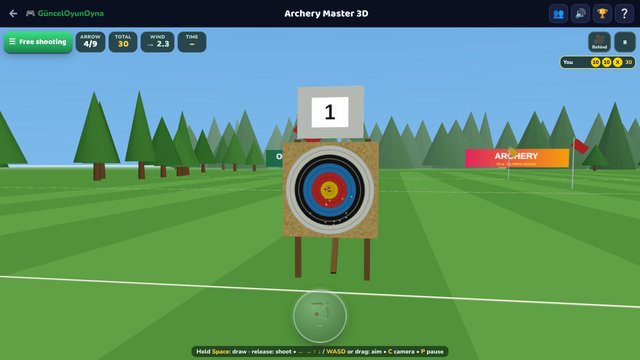 Archery Master 3D: an archer at full draw on the range