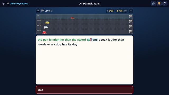 Typing Race car race and typing box