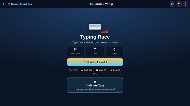 Typing Race menu and rivals