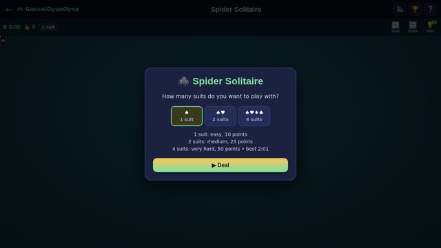 Spider Solitaire table