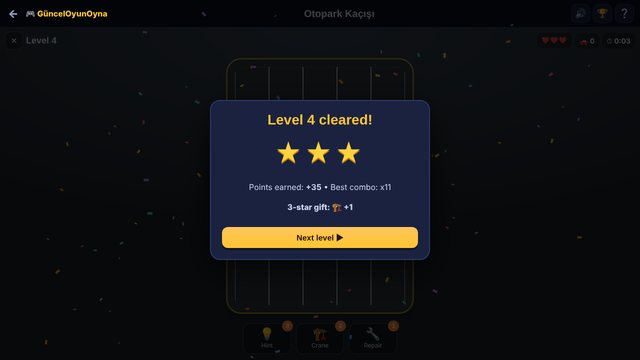 Parking Escape 3-star level complete screen