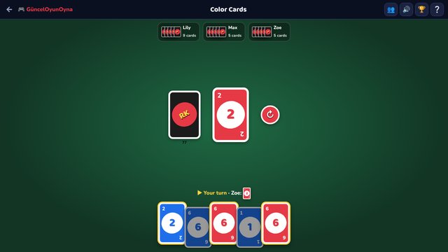 Color Cards: cards on the table and rivals