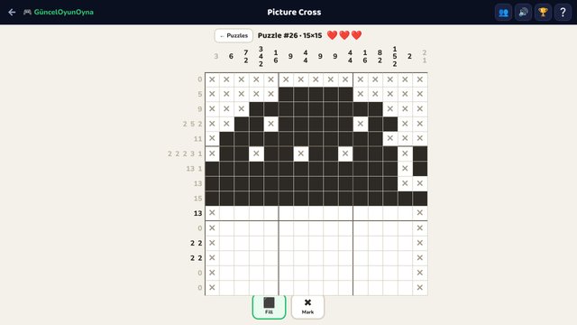 Picture Cross: a 15×15 nonogram grid with clues