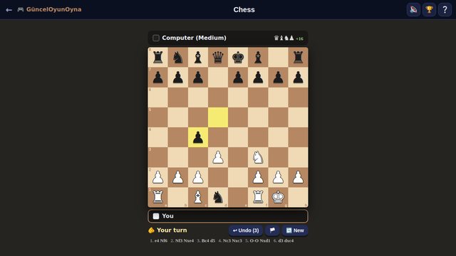 Chess middlegame with move list