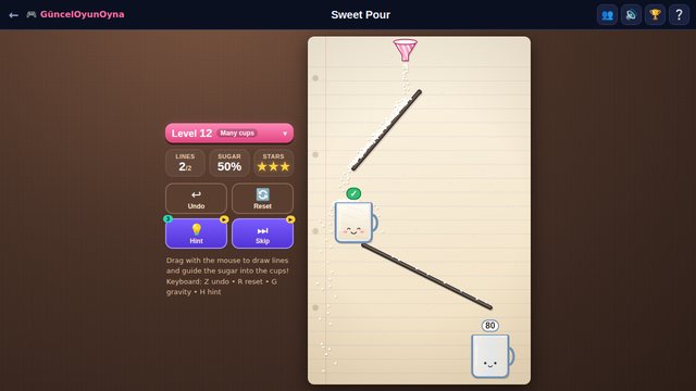 Sweet Pour: sugar sliding down a drawn line into a cup