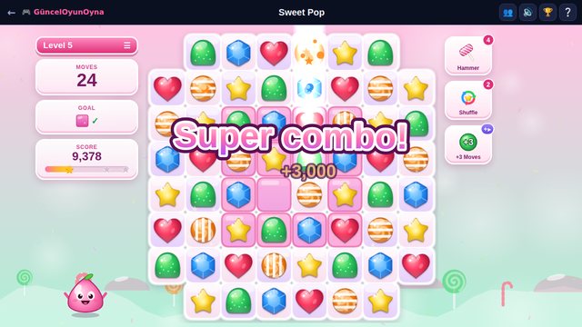 Sweet Pop special candy combo and explosion effects