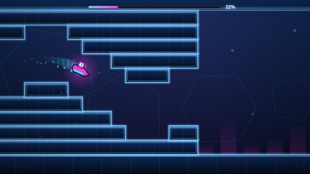 Rage Cube flying the ship between block gates