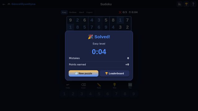 Sudoku puzzle solved
