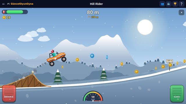 Hill Rider grabbing coins in mid-air on the Snow map
