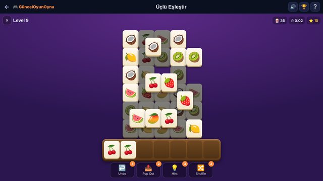 Triple Match fruit tiles and the 7-slot tray