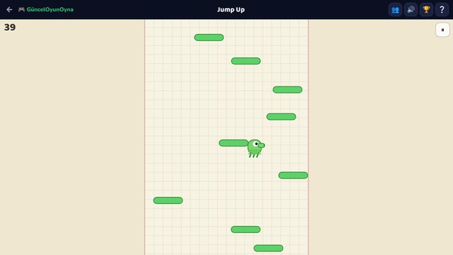 Jump Up: the green hero bouncing up platforms on notebook paper