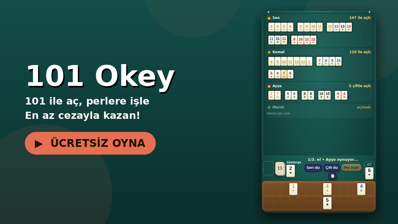 101 Okey oyun ekranı