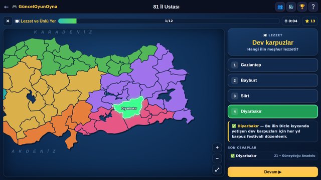 81 İl Ustası lezzet ve ünlü yer sorusu ve bilgi notu