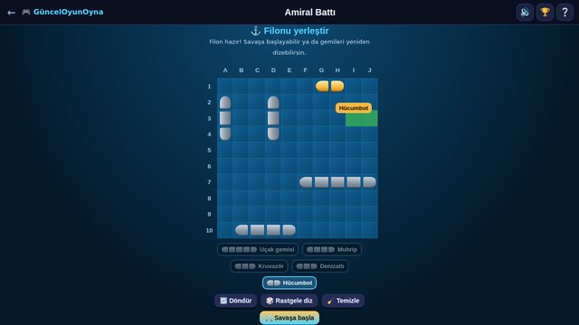 Amiral Battı gemi yerleştirme