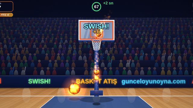 Basket Atış spor salonunda Swish ve ateşli top