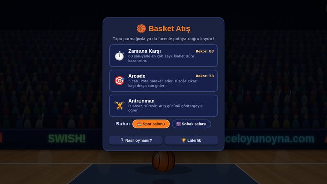 Basket Atış mod seçimi ekranı