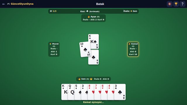 Batak ihale ekranı