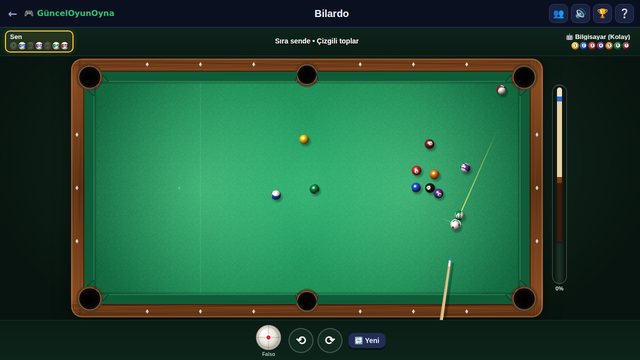 Bilardo kılavuz çizgisiyle nişan alma